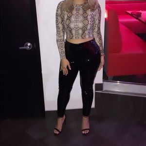 Topshop black vinyl leggings